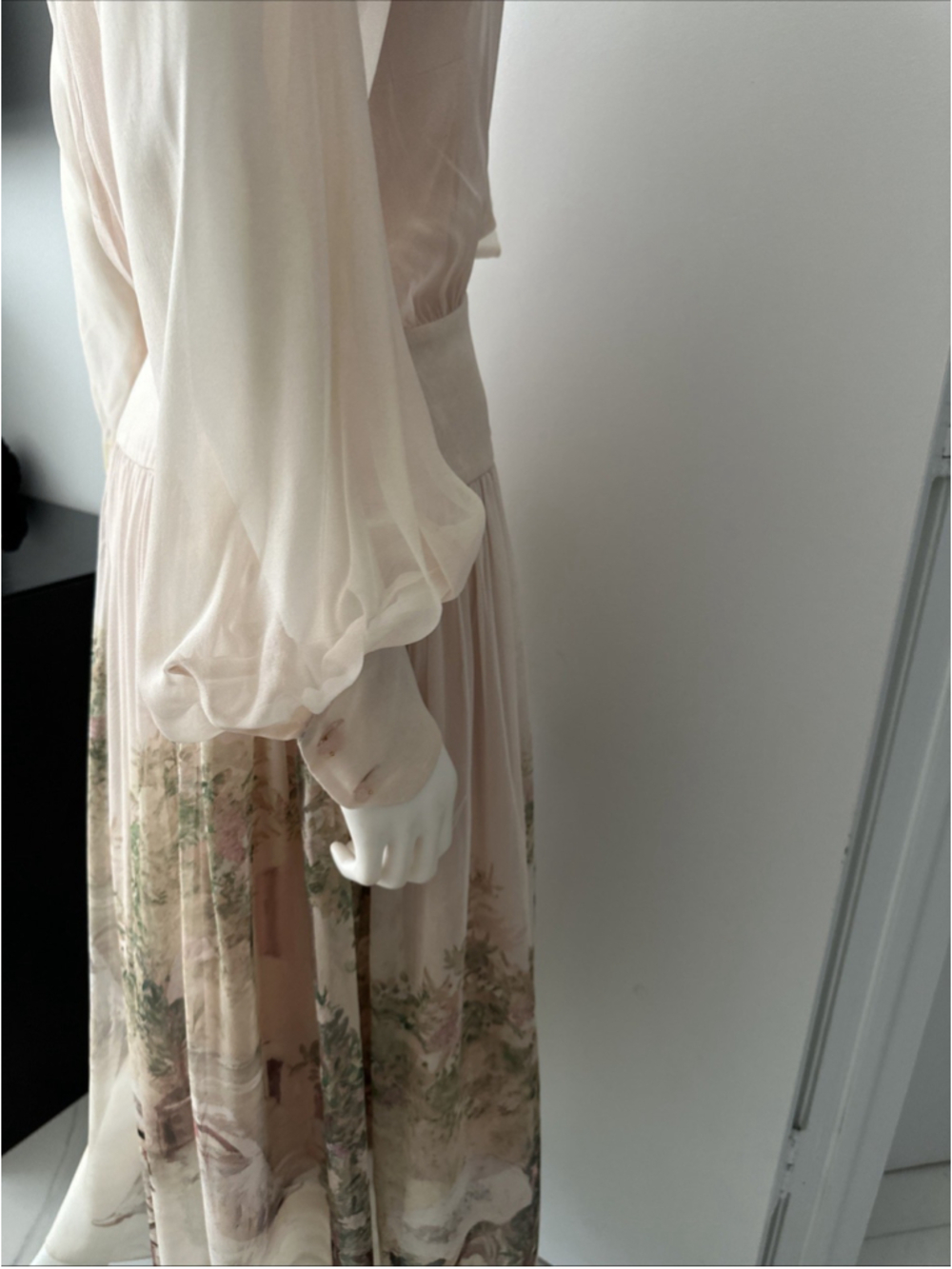 Zimmermann Belted Floral Print Chiffon Maxi Dress Powder Size 2 - Picture 14 of 16